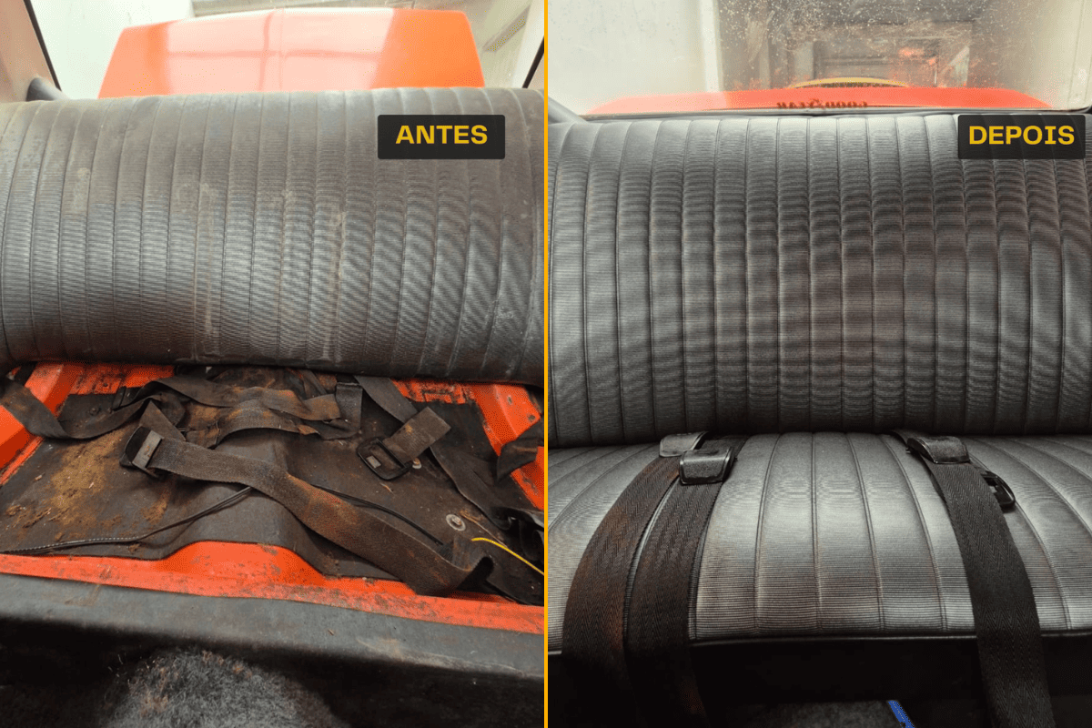 Antes e depois — Restauração de bancos (Chevette)