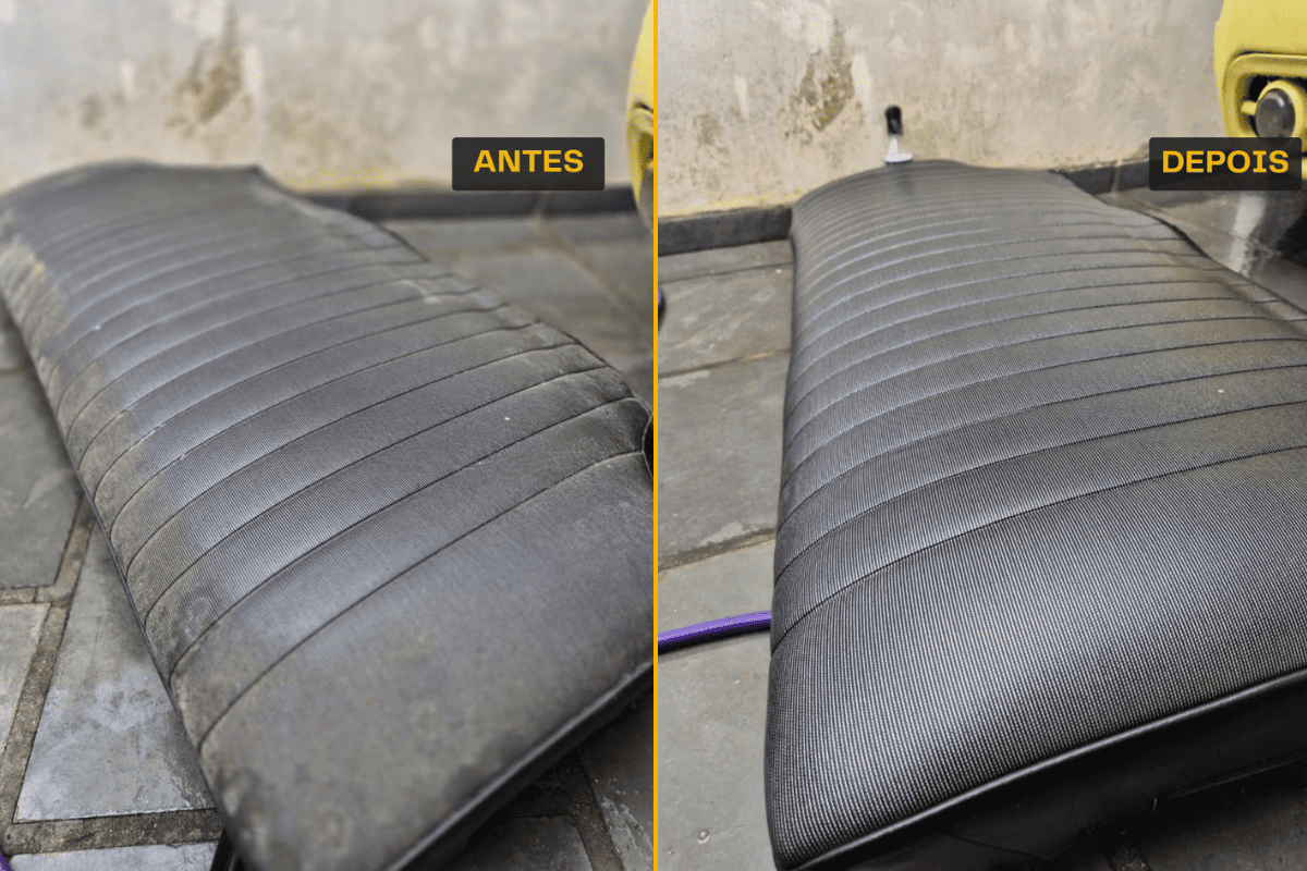 Antes e depois — Restauração de banco (Chevette)